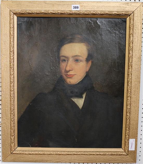 Victorian School, oil on board, portrait of a young man